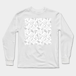 Hand drawn delicate decorative vintage seamless pattern with blossom flowers Long Sleeve T-Shirt